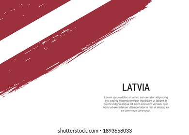 Grunge styled brush stroke background with flag of Latvia. Template for banner or poster.
