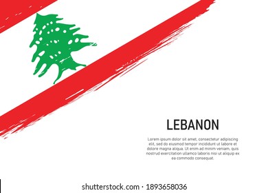 Grunge styled brush stroke background with flag of Lebanon. Template for banner or poster.