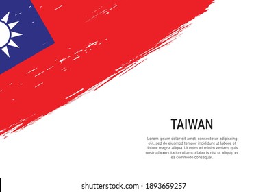 Grunge styled brush stroke background with flag of Taiwan. Template for banner or poster.