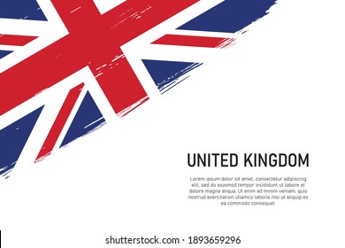 Grunge styled brush stroke background with flag of United Kingdom. Template for banner or poster.