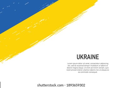 Grunge styled brush stroke background with flag of Ukraine. Template for banner or poster.