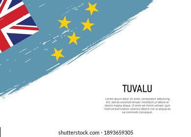 Grunge styled brush stroke background with flag of Tuvalu. Template for banner or poster.