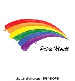 Grunge styled brush stroke  flag of LGBT pride. Template for pride month poster design