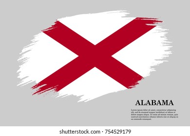 Grunge styled flag of Alabama is a state of USA. Template for banner or poster. vector illustration