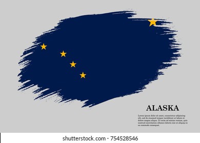 Grunge styled flag of Alaska is a state of USA. Template for banner or poster. vector illustration