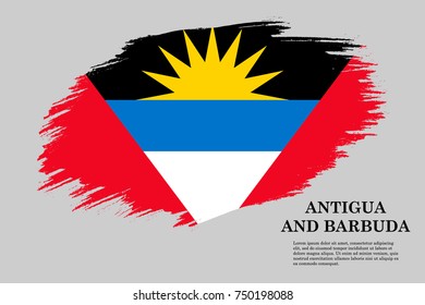Grunge styled flag of Antigua and Barbuda. Brush stroke background