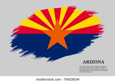 Grunge styled flag of Arizona is a state of USA. Template for banner or poster. vector illustration