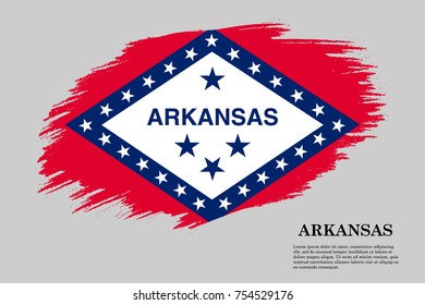 Grunge styled flag of Arkansas is a state of USA. Template for banner or poster. vector illustration