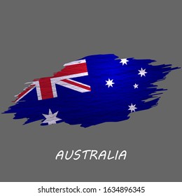 Grunge styled flag of Australia. Brush stroke background