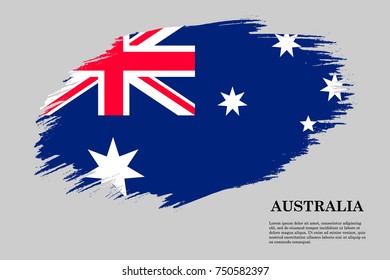 Grunge styled flag of Australia. Brush stroke background