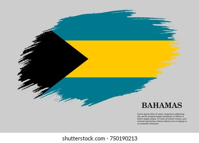 Grunge styled flag of Bahamas. Brush stroke background