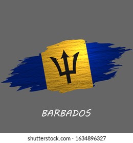 Grunge styled flag of Barbados. Brush stroke background