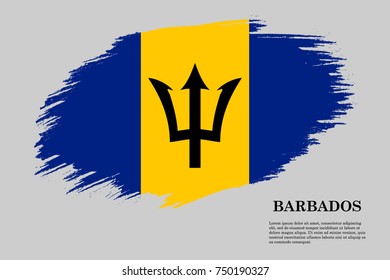 Grunge styled flag of Barbados. Brush stroke background