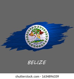 Grunge styled flag of Belize. Brush stroke background
