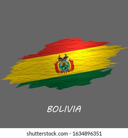 Grunge styled flag of Bolivia. Brush stroke background