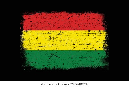 Bolivien mit Grunge-Stilfahne. Brush-Hintergrund
