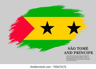 Grunge styled flag of São Tomé and Príncipe. Brush stroke background