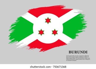Grunge styled flag of Burundi. Brush stroke background
