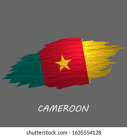 Grunge styled flag of Cameroon. Brush stroke background