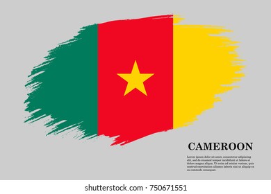 Grunge styled flag of Cameroon. Brush stroke background