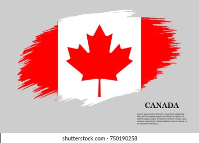 Grunge styled flag of Canada. Brush stroke background