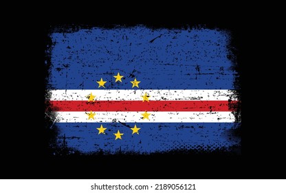 Grunge styled flag of Cape Verde. Brush stroke background