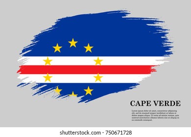 Grunge styled flag of Cape Verde. Brush stroke background