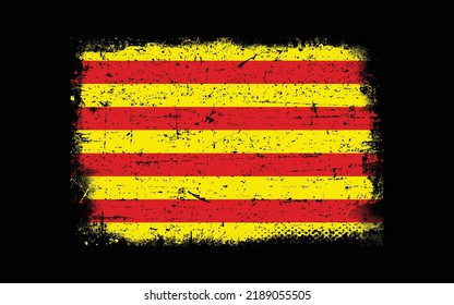 Grunge styled flag of Catalonia. Brush stroke background