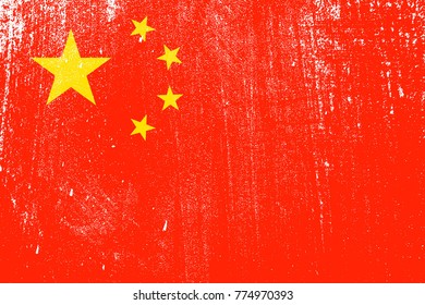 grunge styled flag of China