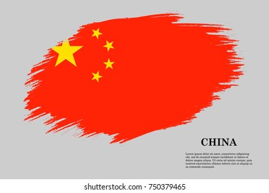 Grunge styled flag of China. Brush stroke background