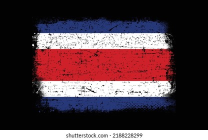 Grunge styled flag of Costa Rica. Brush stroke background