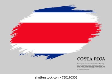 Grunge styled flag of Costa Rica. Brush stroke background