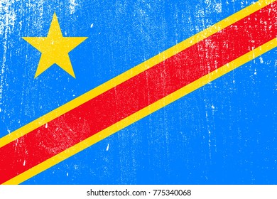 grunge styled flag of Democratic Republic of the Congo