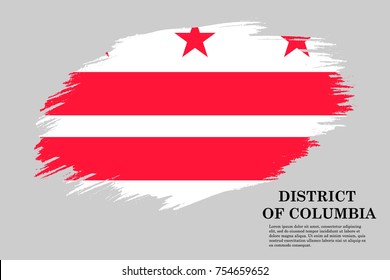 Grunge styled flag of District of Columbia is a state of USA. Template for banner or poster. vector illustration