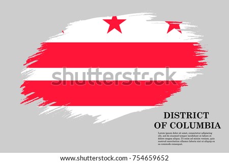 Grunge styled flag of District of Columbia is a state of USA. Template for banner or poster. vector illustration