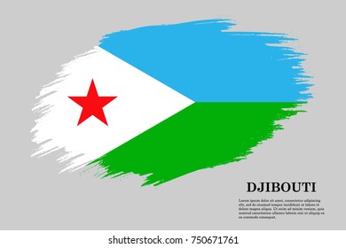 Grunge styled flag of Djibouti. Brush stroke background