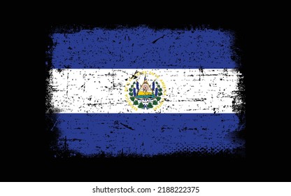Grunge styled flag of El Salavador. Brush stroke background
