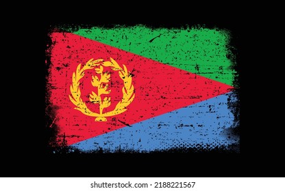 Grunge styled flag of Eritrea. Brush stroke background