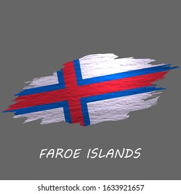 Grunge styled flag of Faroe Islands. Brush stroke background