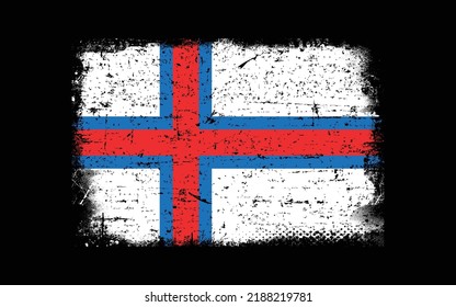 Grunge styled flag of Faroe islands. Brush stroke background
