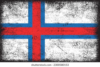 Grunge styled flag of Faroe islands. Brush stroke background