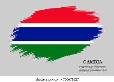 Grunge styled flag of Gambia. Brush stroke background