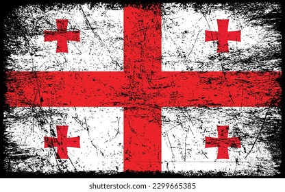 Grunge styled flag of Georgia. Brush stroke background
