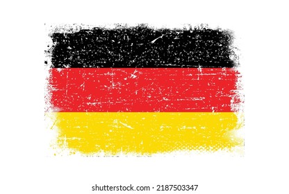 Grunge styled flag of Germany. Brush stroke background