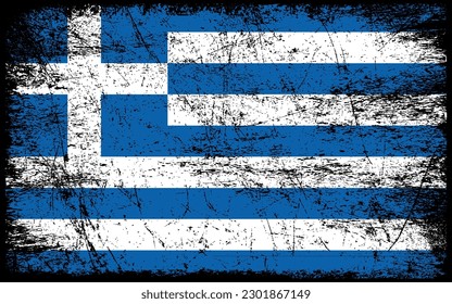 Grunge styled flag of Greece. Brush stroke background
