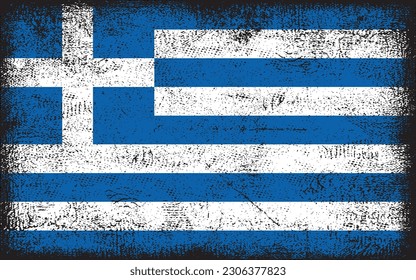 Grunge styled flag of Greece. Brush stroke background
