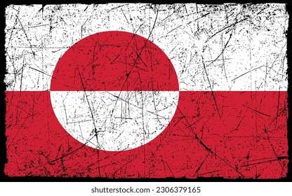 Grunge styled flag of Greenland. Brush stroke background
