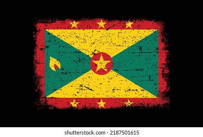 Grunge styled flag of Grenada. Brush stroke background