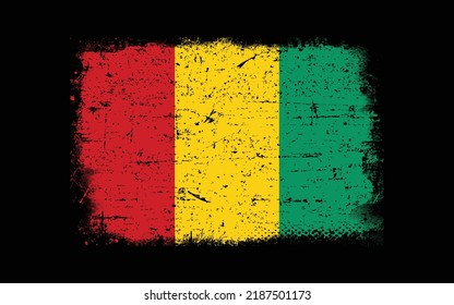 Grunge styled flag of Guinea. Brush stroke background