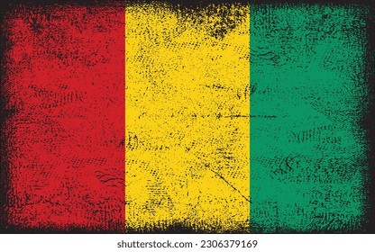 Grunge styled flag of Guinea. Brush stroke background

